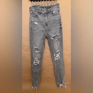 American Eagle Outfitters Distressed Gray Skinny Jeans